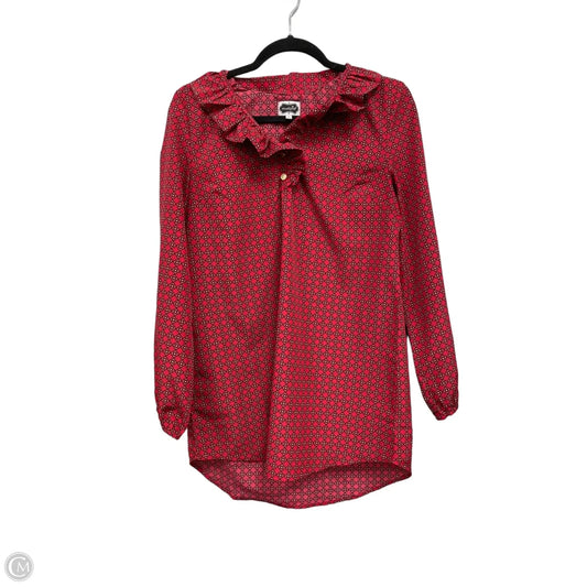 Blouse Long Sleeve By Mudpie In Red & White, Size: S
