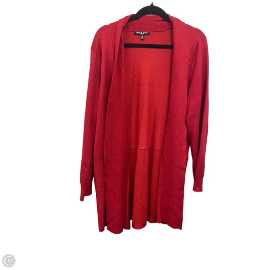 Sweater Cardigan By Cable And Gauge In Red, Size: 1x