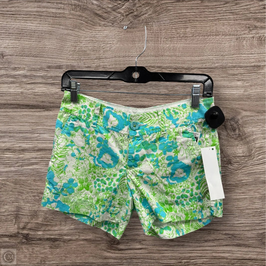 Shorts Designer By Lilly Pulitzer In Green & White, Size: 0p