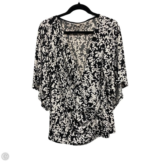 Top 3/4 Sleeve By Clothes Mentor In Black & White, Size: 1x