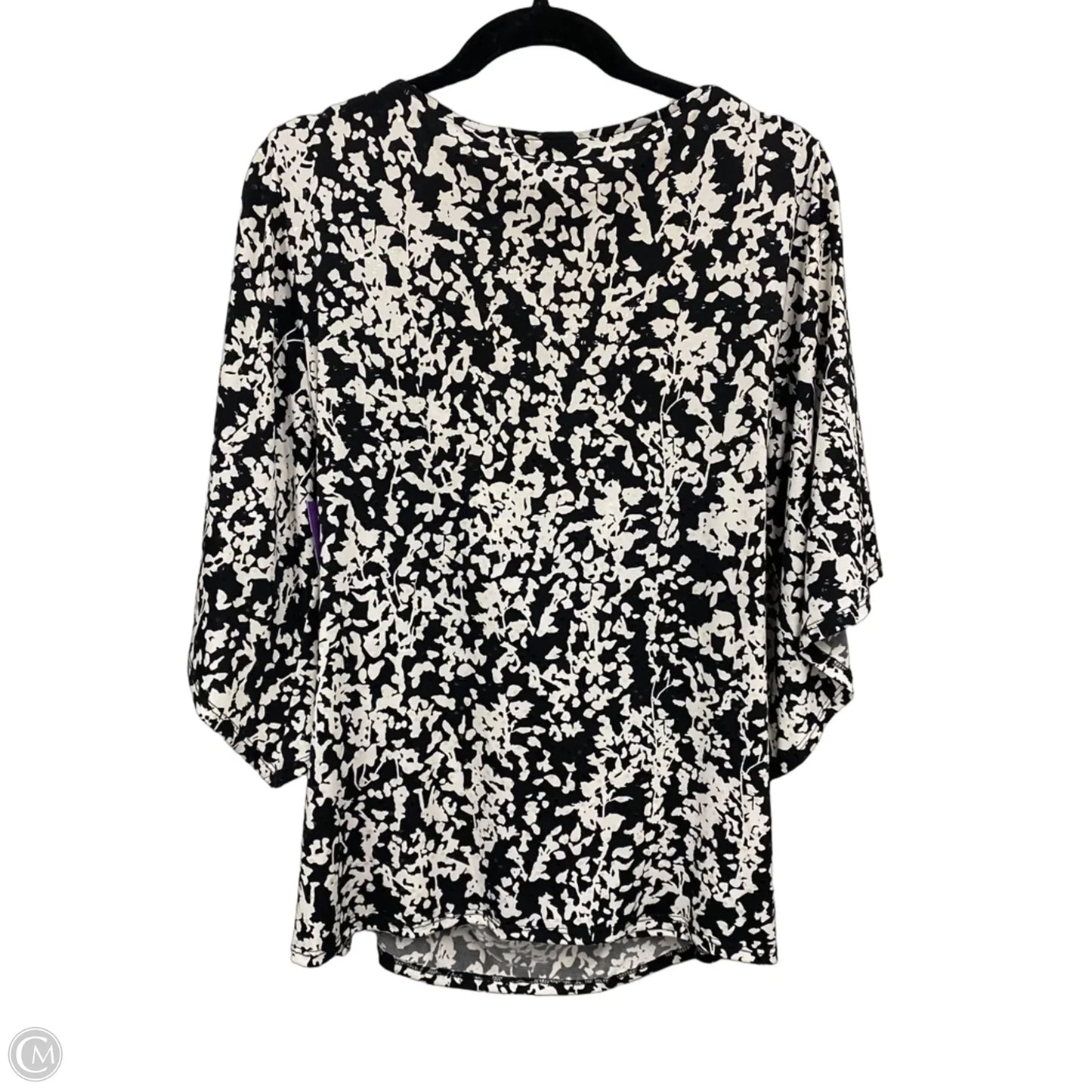 Top 3/4 Sleeve By Clothes Mentor In Black & White, Size: 1x