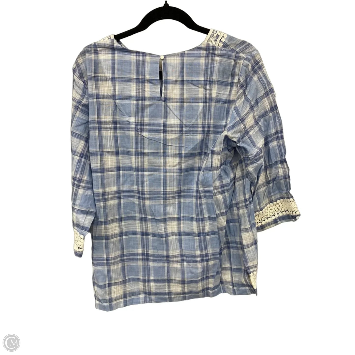 Top Long Sleeve By Alfred Dunner In Blue & White, Size: S