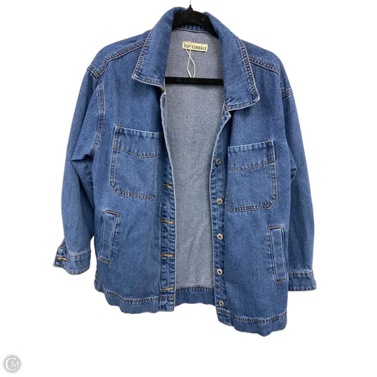 Jacket Denim By Clothes Mentor In Black Denim, Size: Xs