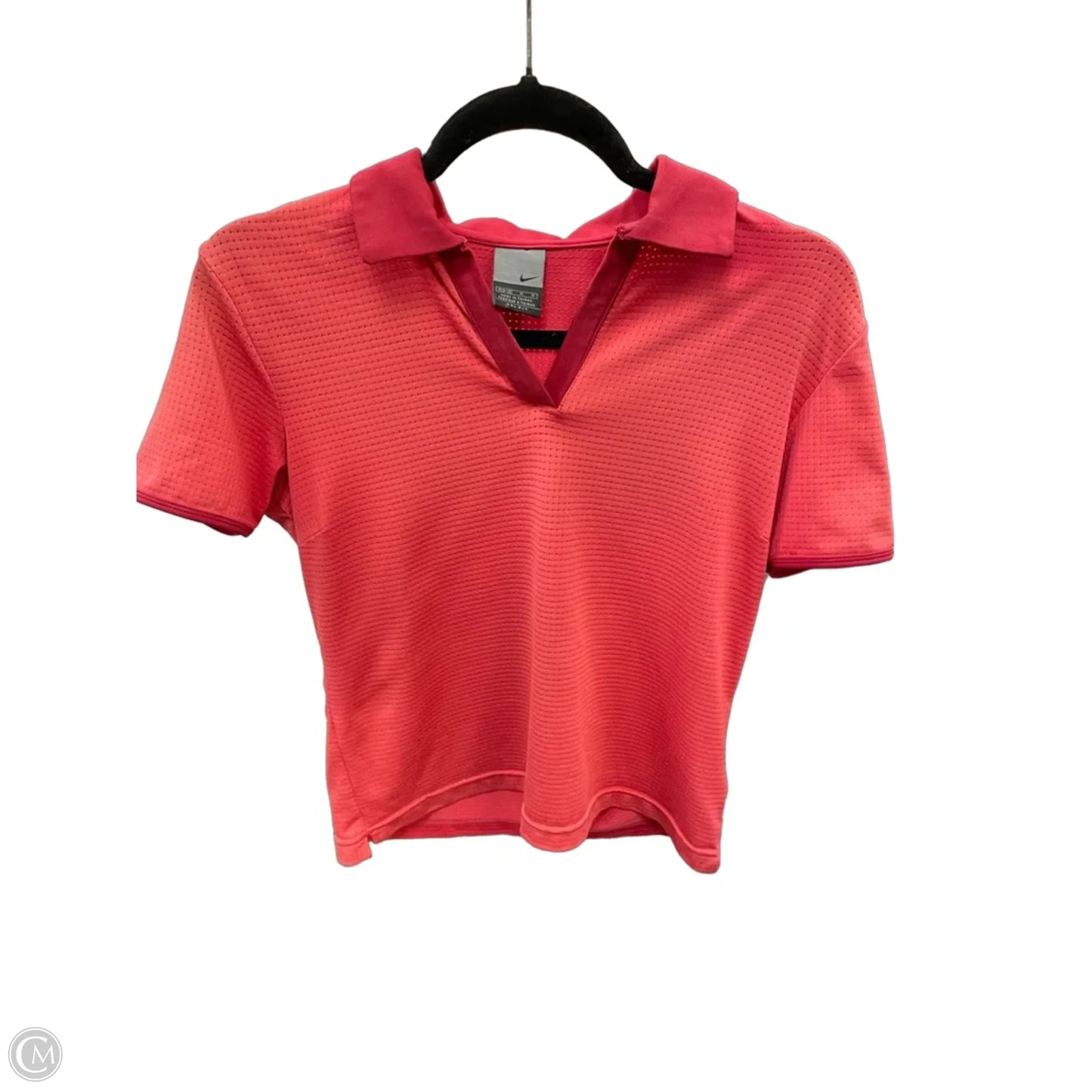 Athletic Top Short Sleeve By Nike In Coral, Size: M