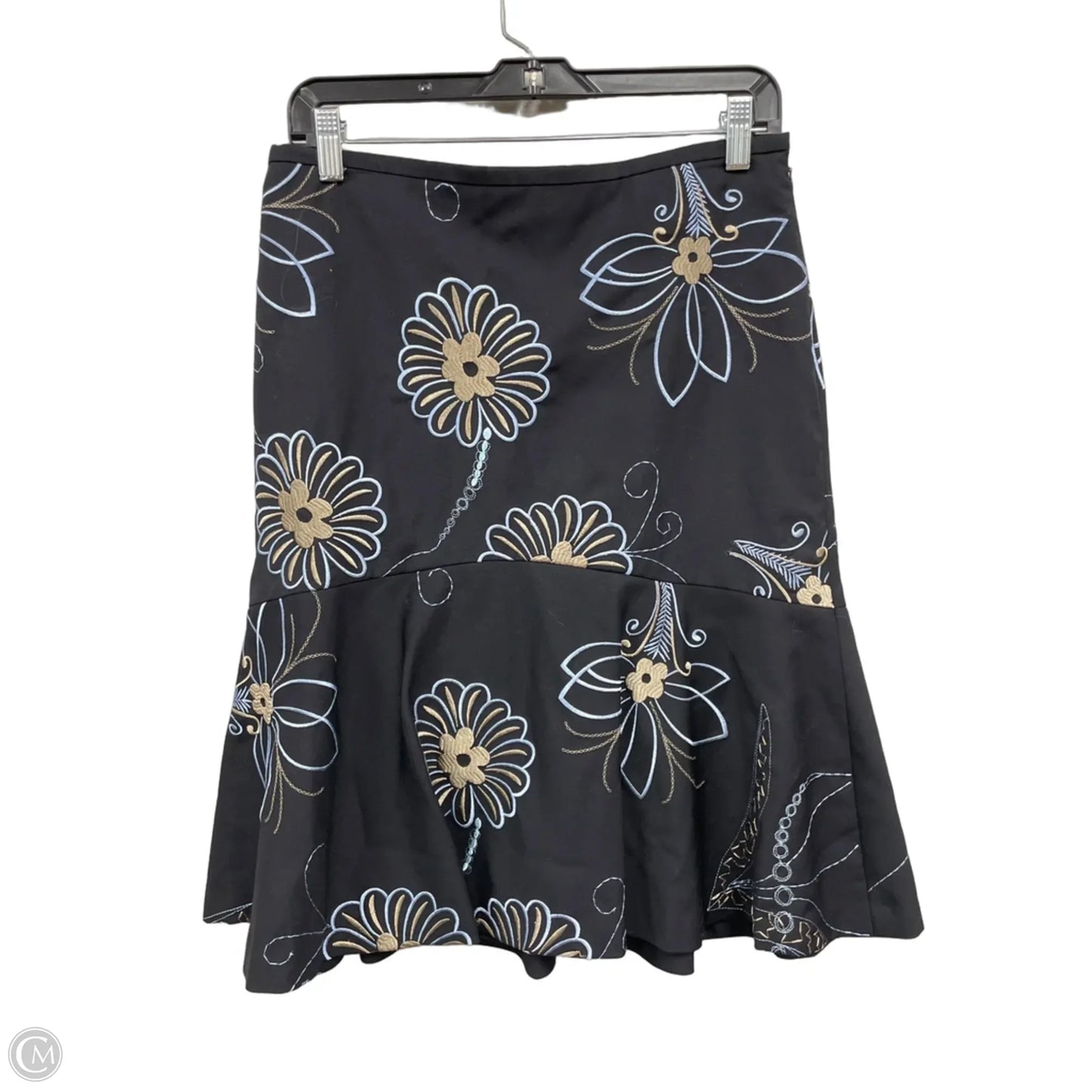 Skirt Midi By Loft In Black & Blue, Size: 6