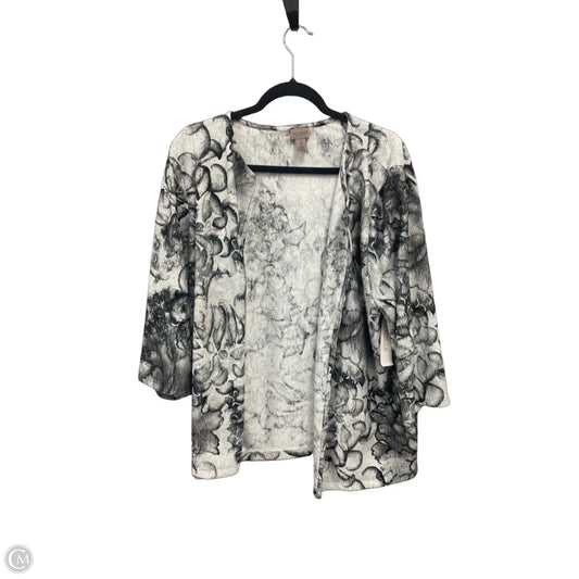 Sweater Cardigan By Chicos In Grey & White, Size: Xl