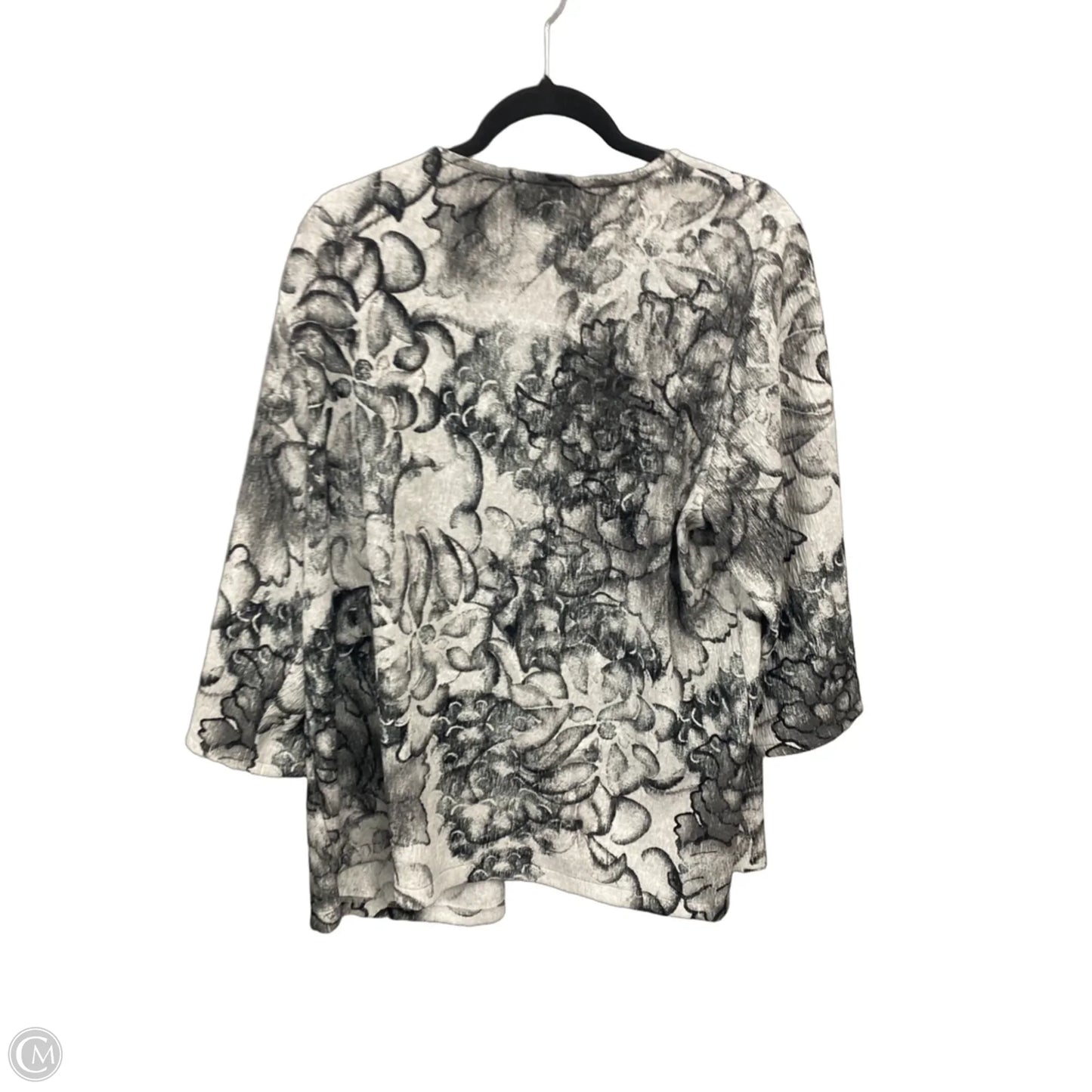 Sweater Cardigan By Chicos In Grey & White, Size: Xl