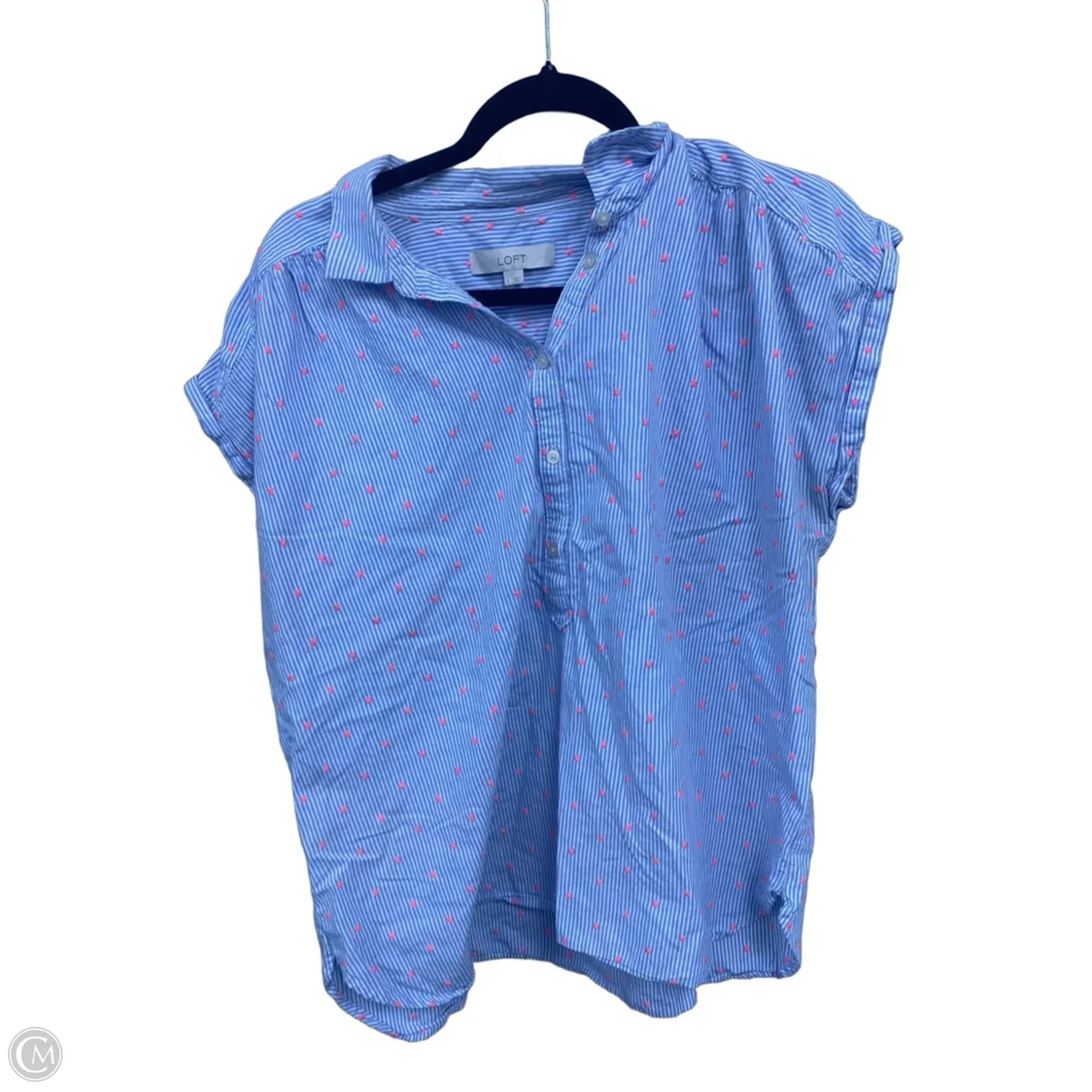 Top Short Sleeve By Loft In Striped Pattern, Size: L