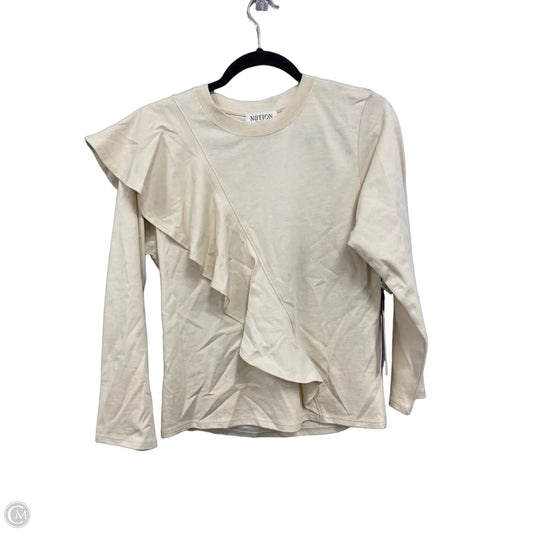 Top Long Sleeve By Nation In Cream, Size: S