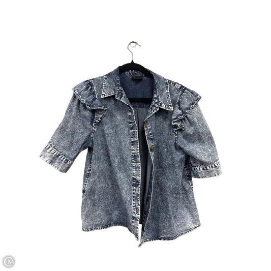 Top Short Sleeve By Who What Wear In Blue Denim, Size: L