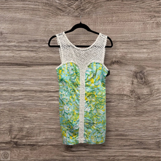 Dress Designer By Lilly Pulitzer In White & Yellow, Size: 4