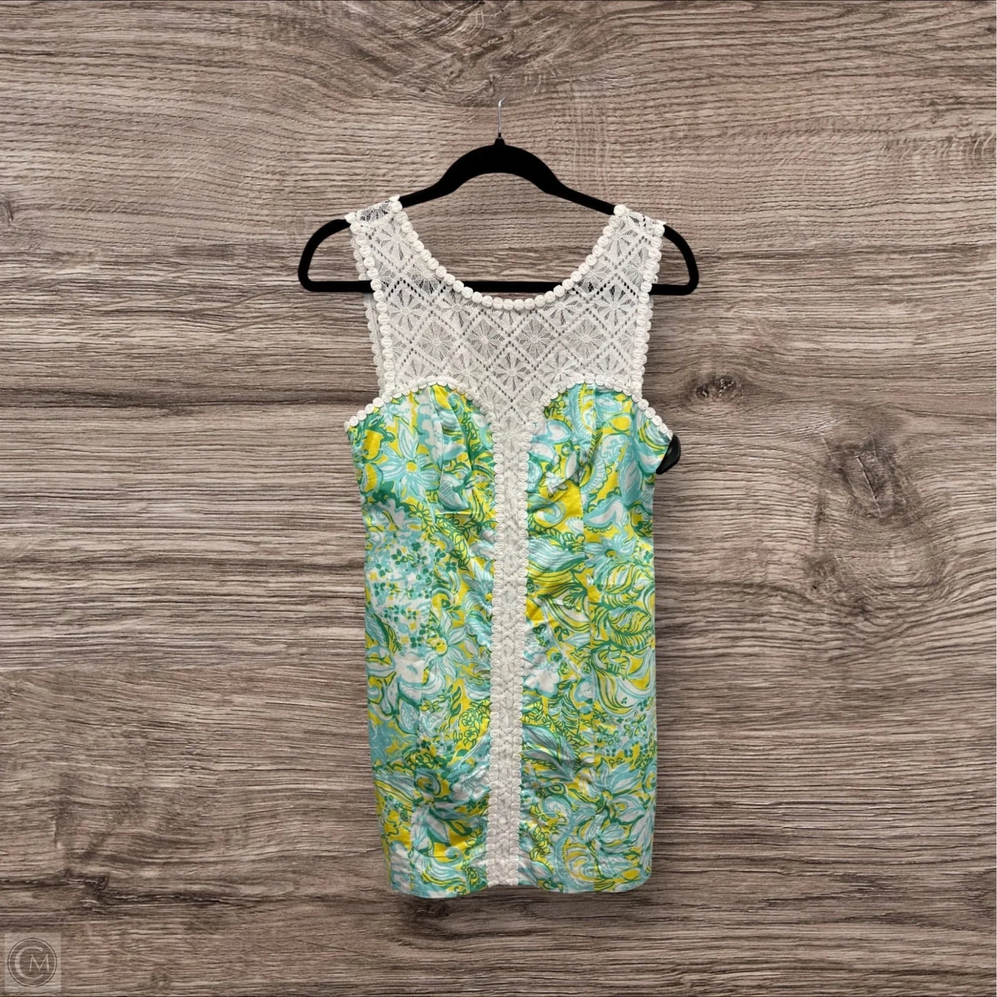 Dress Designer By Lilly Pulitzer In White & Yellow, Size: 4