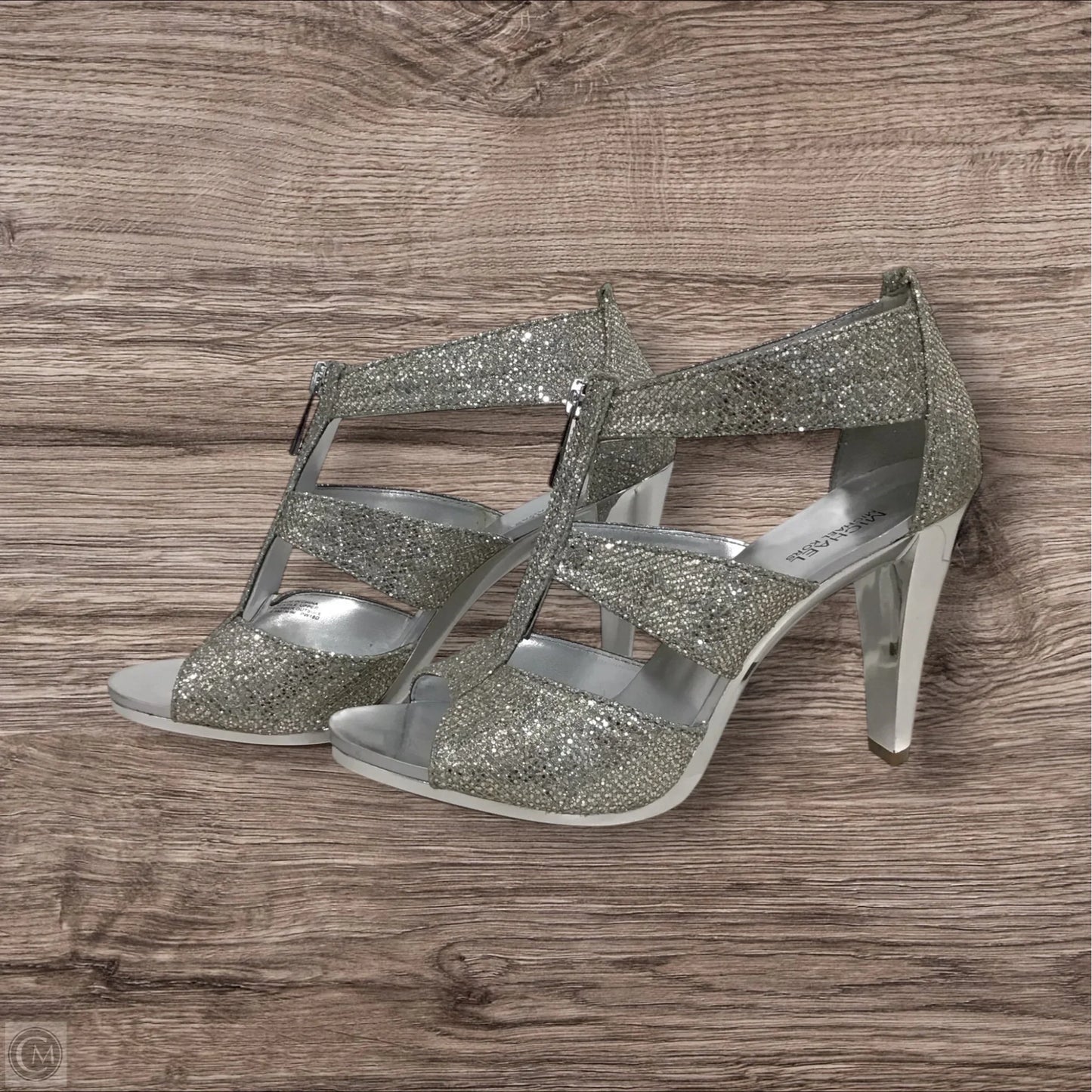 Sandals Heels Stiletto By Michael By Michael Kors In Silver, Size: 6.5