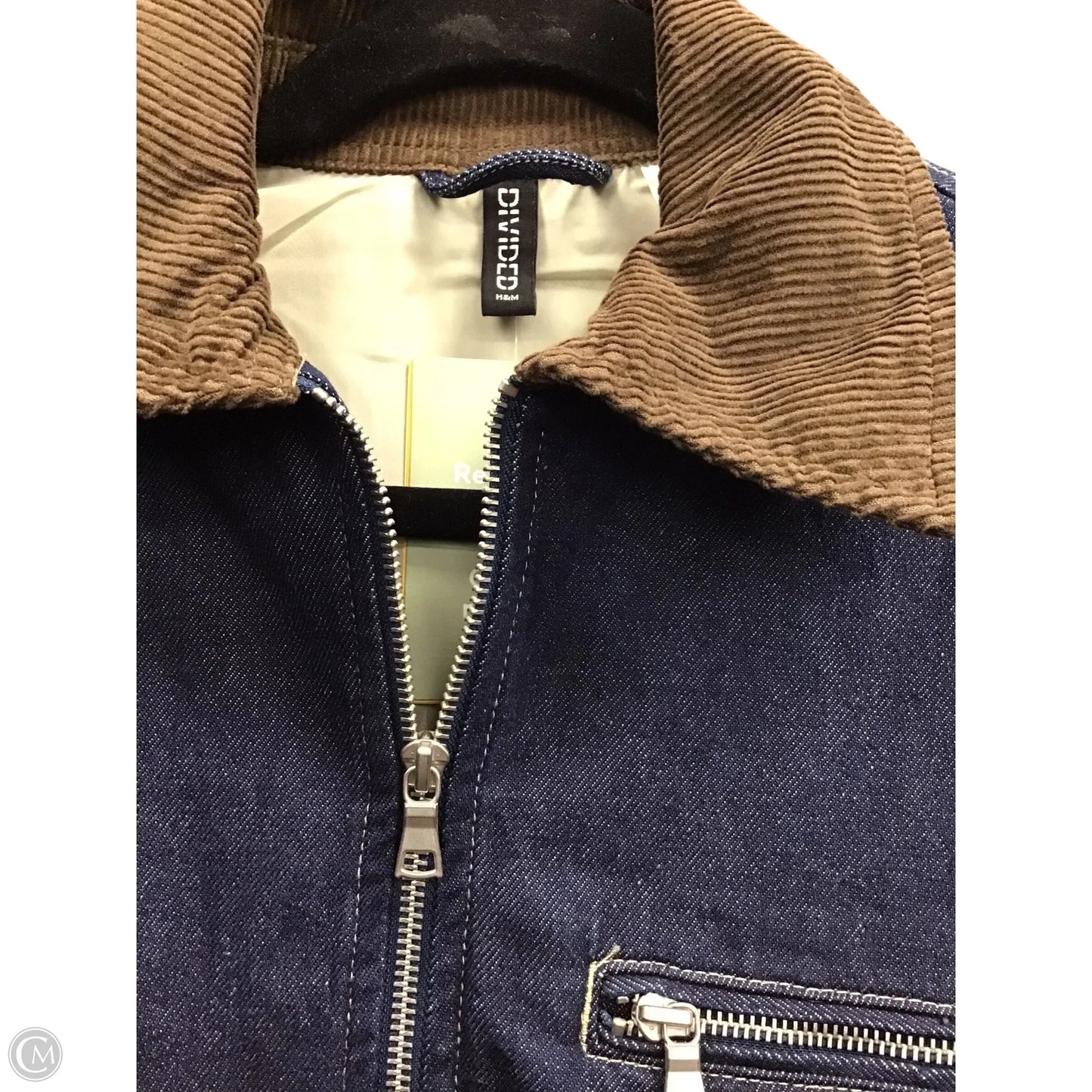 Jacket Denim By Divided In Blue & Brown, Size: Xs