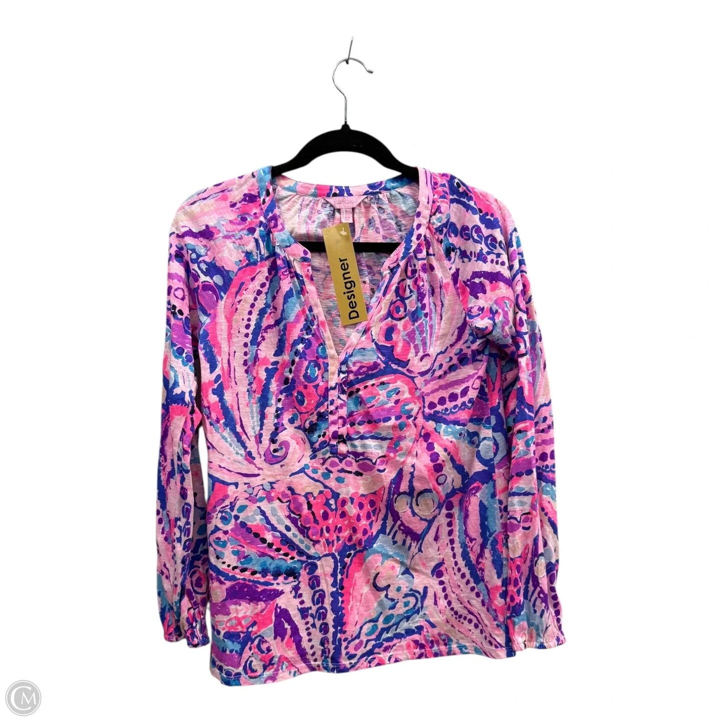 Top Long Sleeve Designer By Lilly Pulitzer In Pink & Purple, Size: S