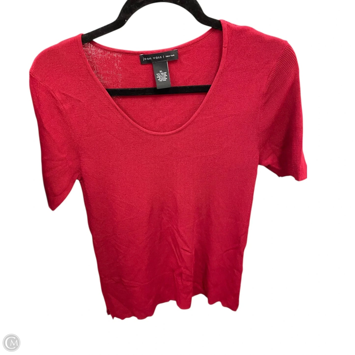 Top Short Sleeve By Joan Vass In Red, Size: Xl