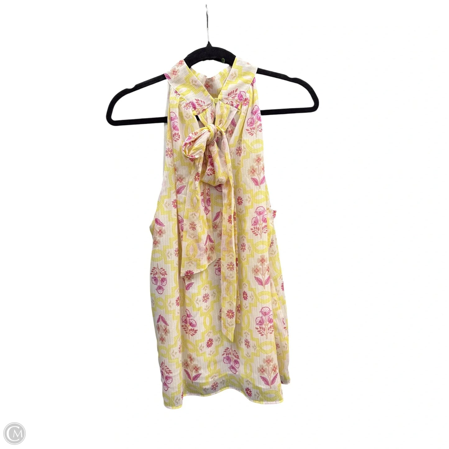 Blouse Sleeveless By Ann Taylor In Pink & Yellow, Size: L