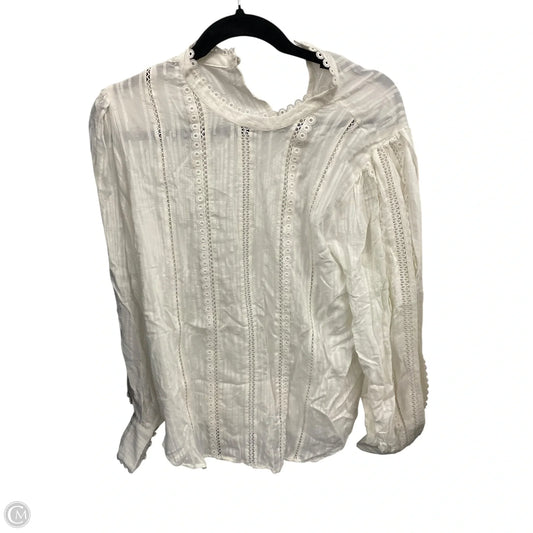 Top Long Sleeve By Ann Taylor In Cream, Size: M
