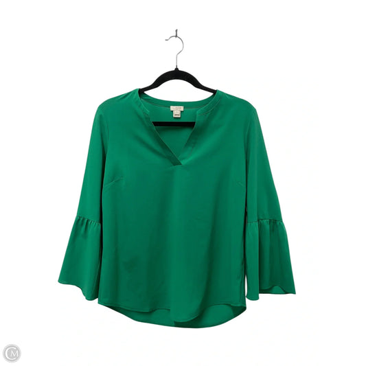 Blouse 3/4 Sleeve By J. Crew In Green, Size: S