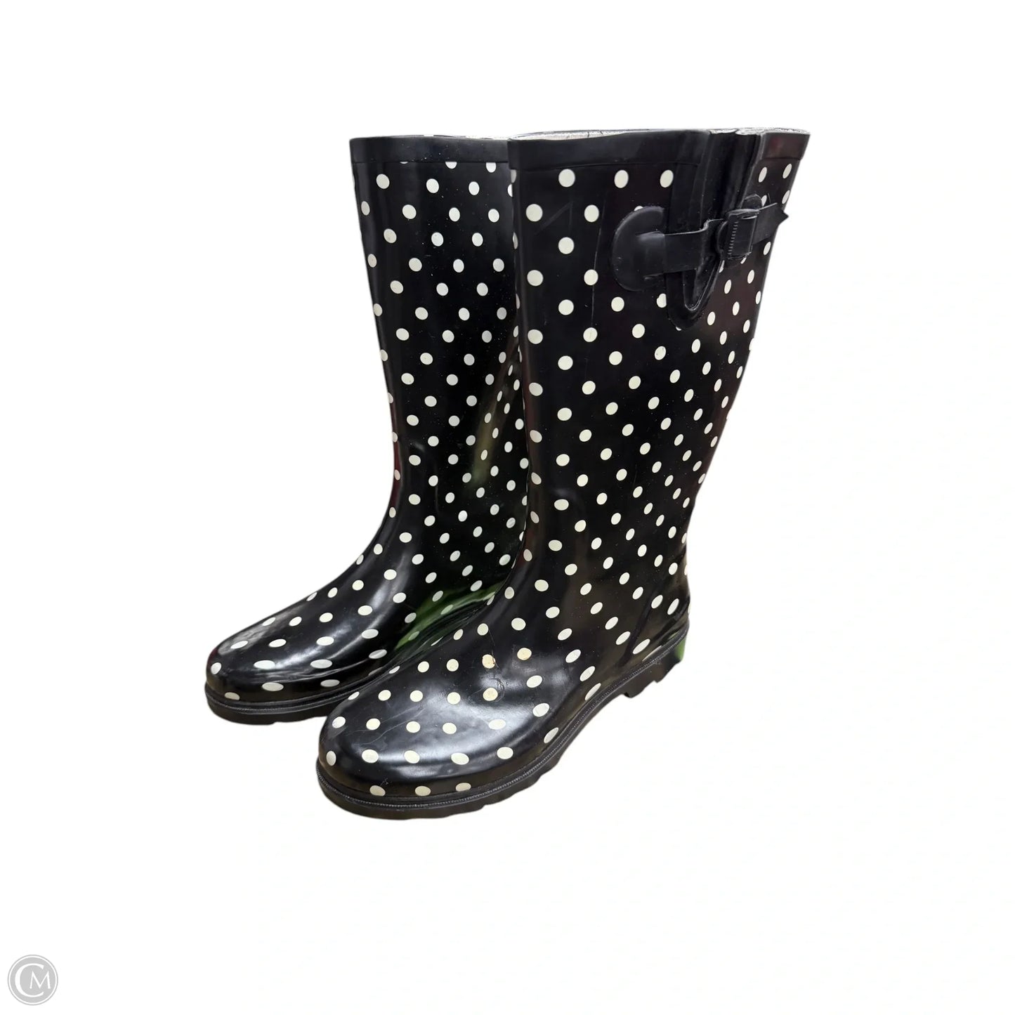 Boots Rain By Clothes Mentor In Polkadot Pattern, Size: 9