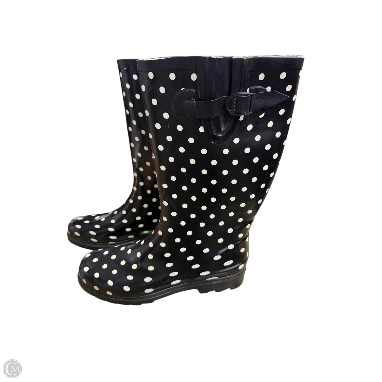 Boots Rain By Clothes Mentor In Polkadot Pattern, Size: 9