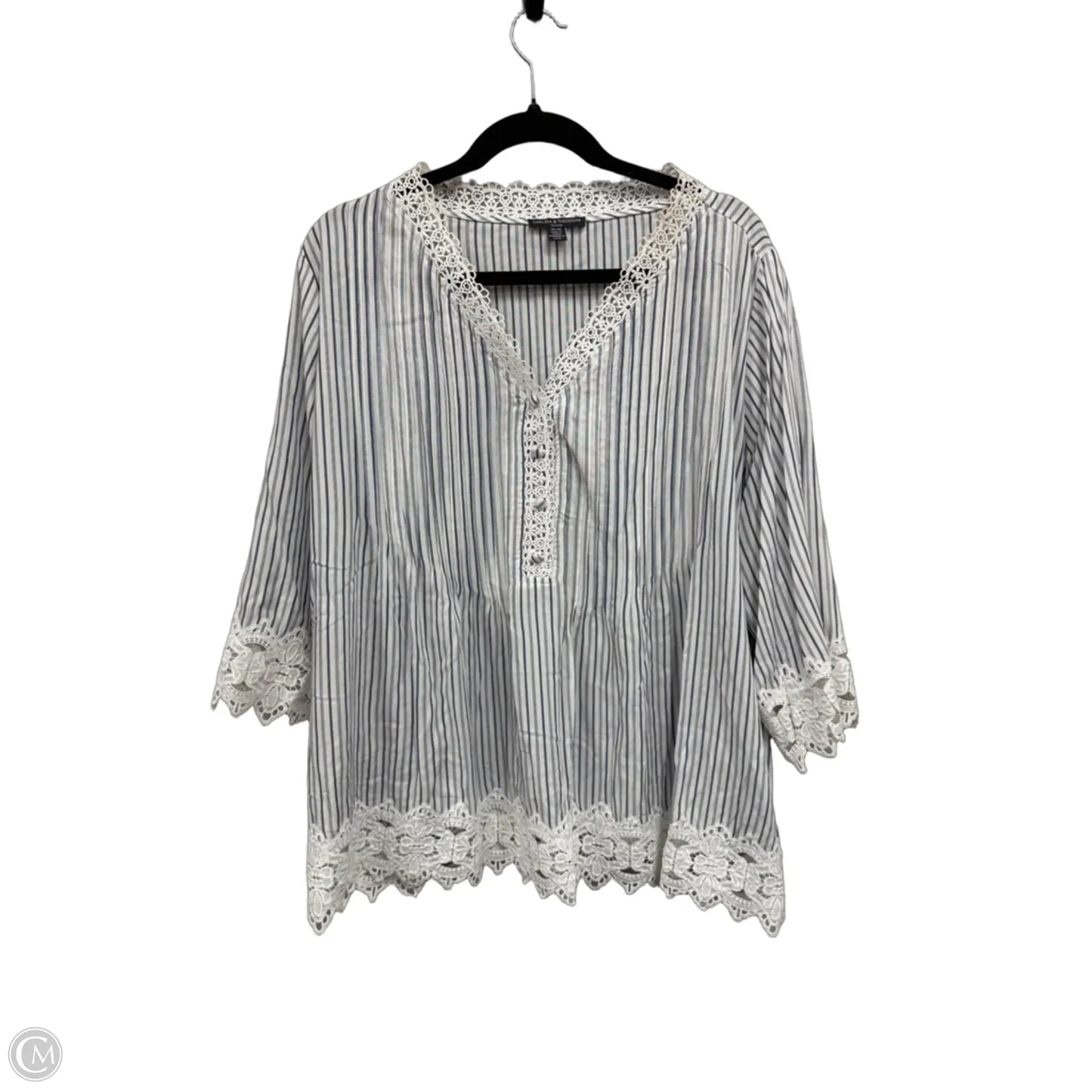 Top 3/4 Sleeve By Chelsea And Theodore In Striped Pattern, Size: 1x