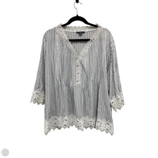 Top 3/4 Sleeve By Chelsea And Theodore In Striped Pattern, Size: 1x