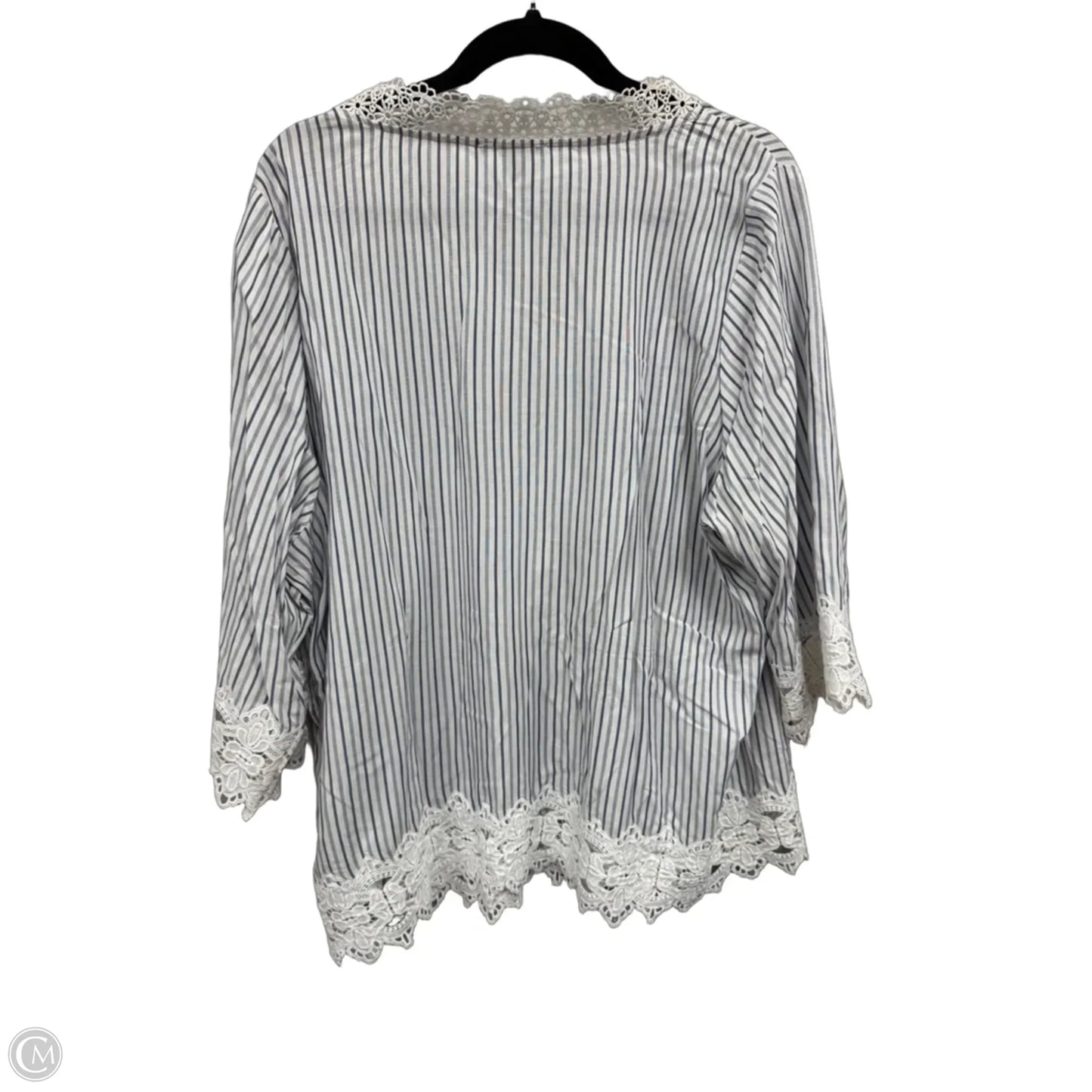Top 3/4 Sleeve By Chelsea And Theodore In Striped Pattern, Size: 1x