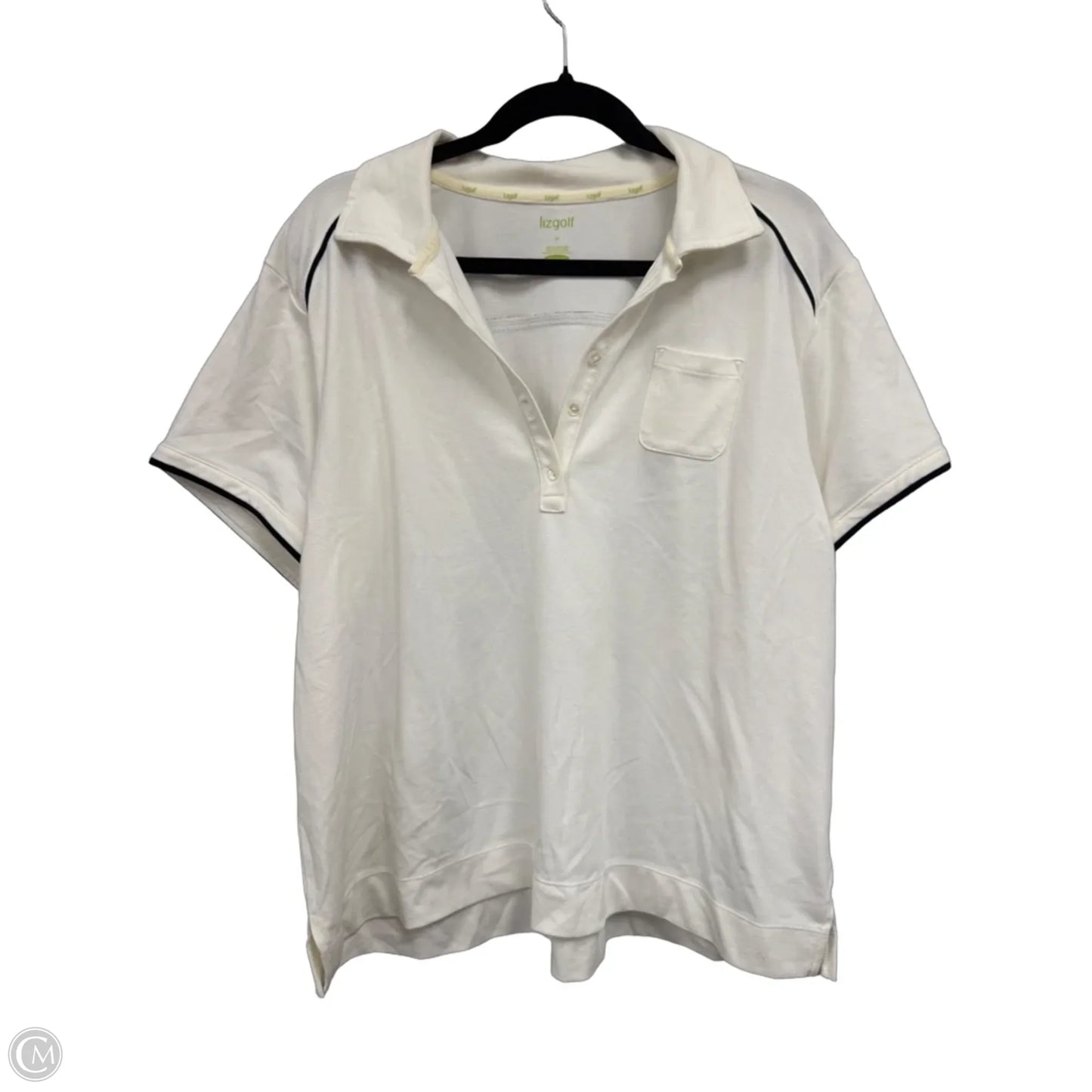 Top Short Sleeve By Liz Golf In Cream, Size: 2x