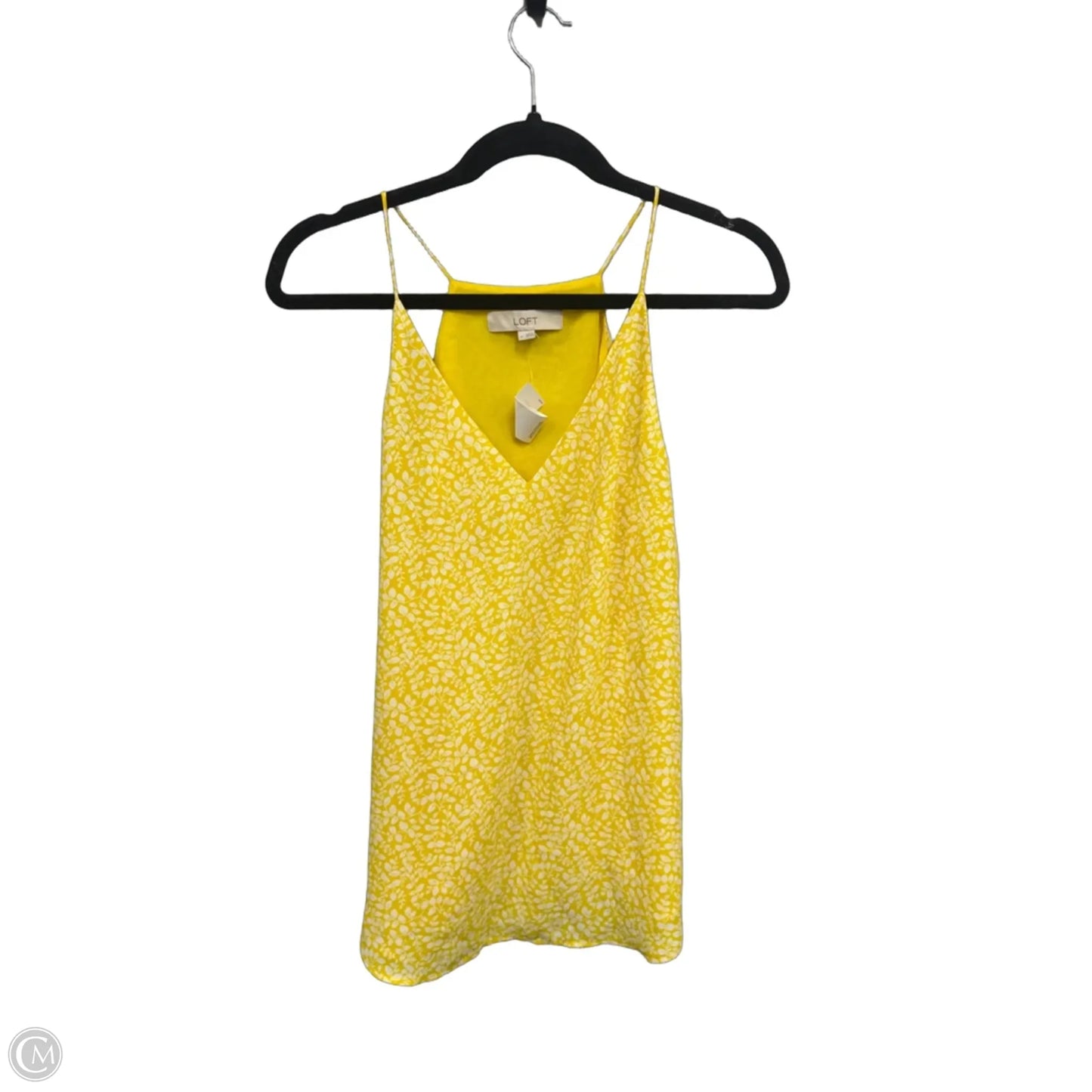 Top Sleeveless By Loft In White & Yellow, Size: M