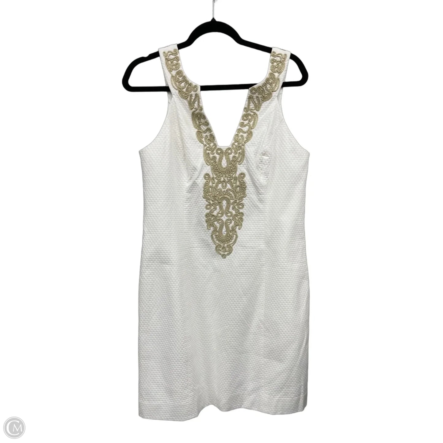 Dress Designer By Lilly Pulitzer In Gold & White, Size: 12