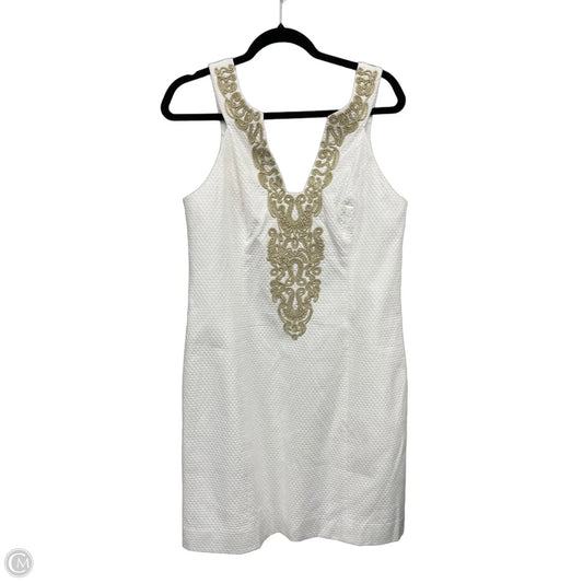 Dress Designer By Lilly Pulitzer In Gold & White, Size: 12