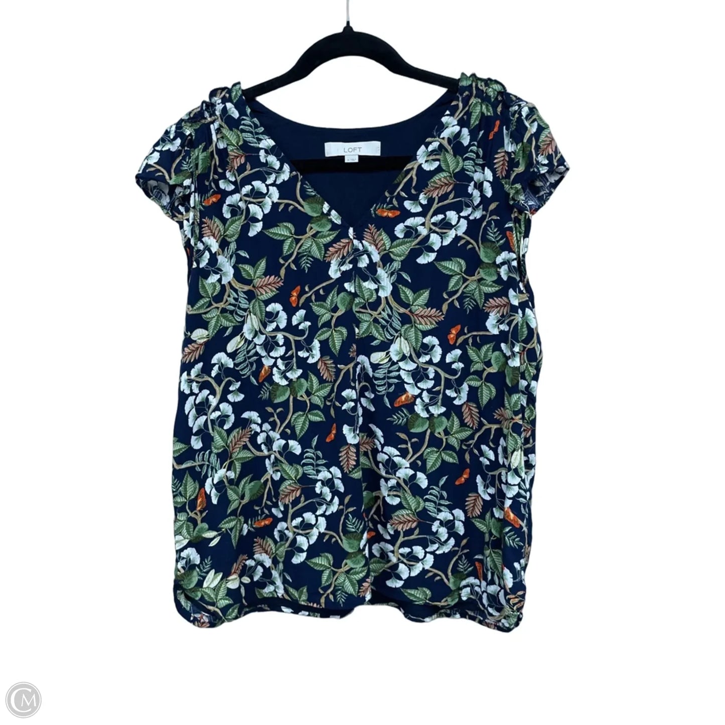 Top Short Sleeve By Loft In Floral Print, Size: M