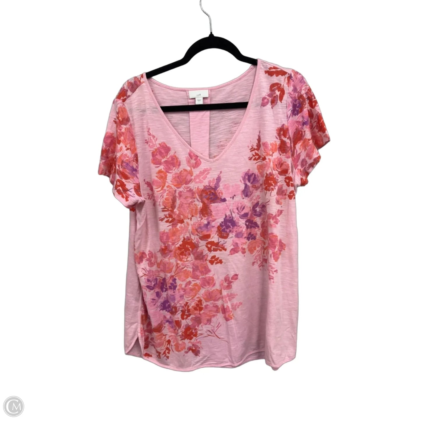 Top Short Sleeve By J. Jill In Floral Print, Size: L