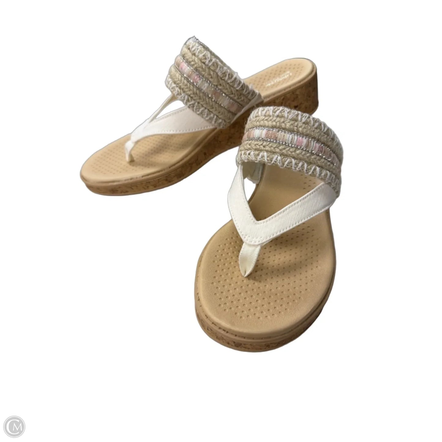 Sandals Heels Wedge By Life Stride In Cream & Tan, Size: 7