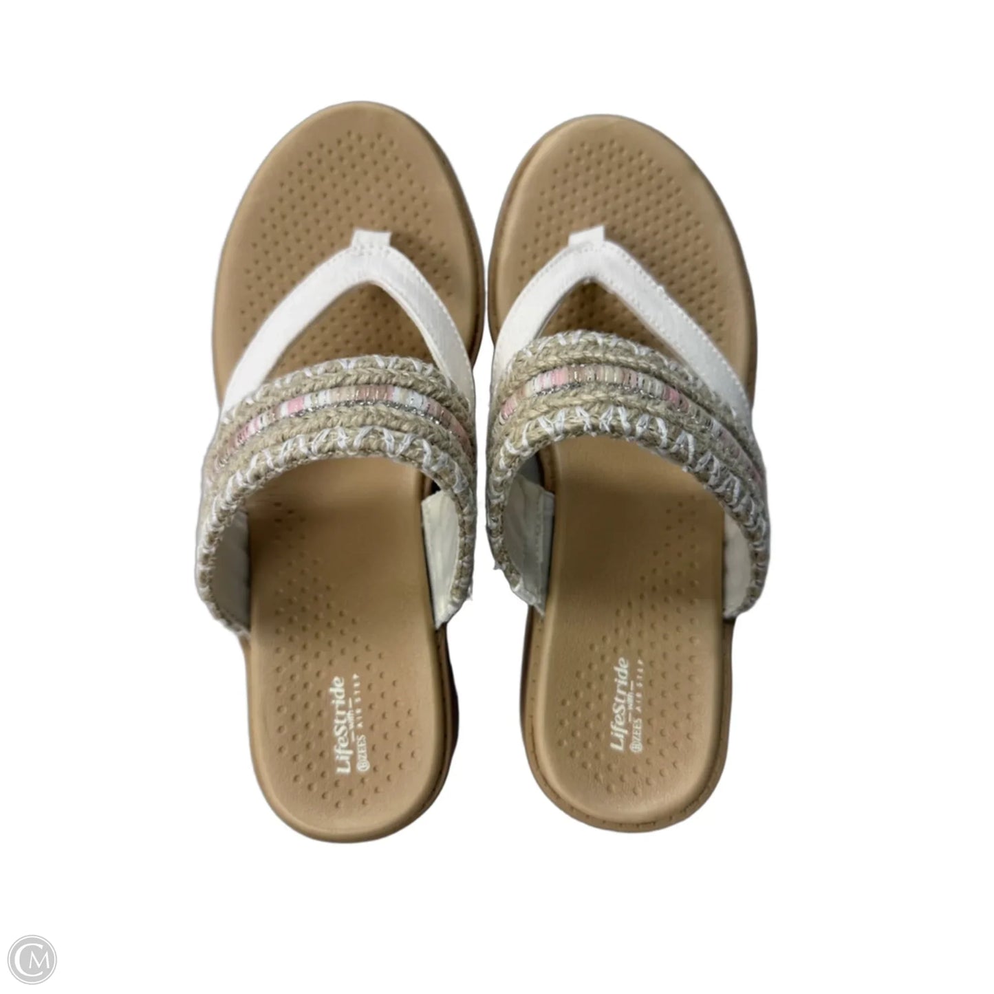 Sandals Heels Wedge By Life Stride In Cream & Tan, Size: 7