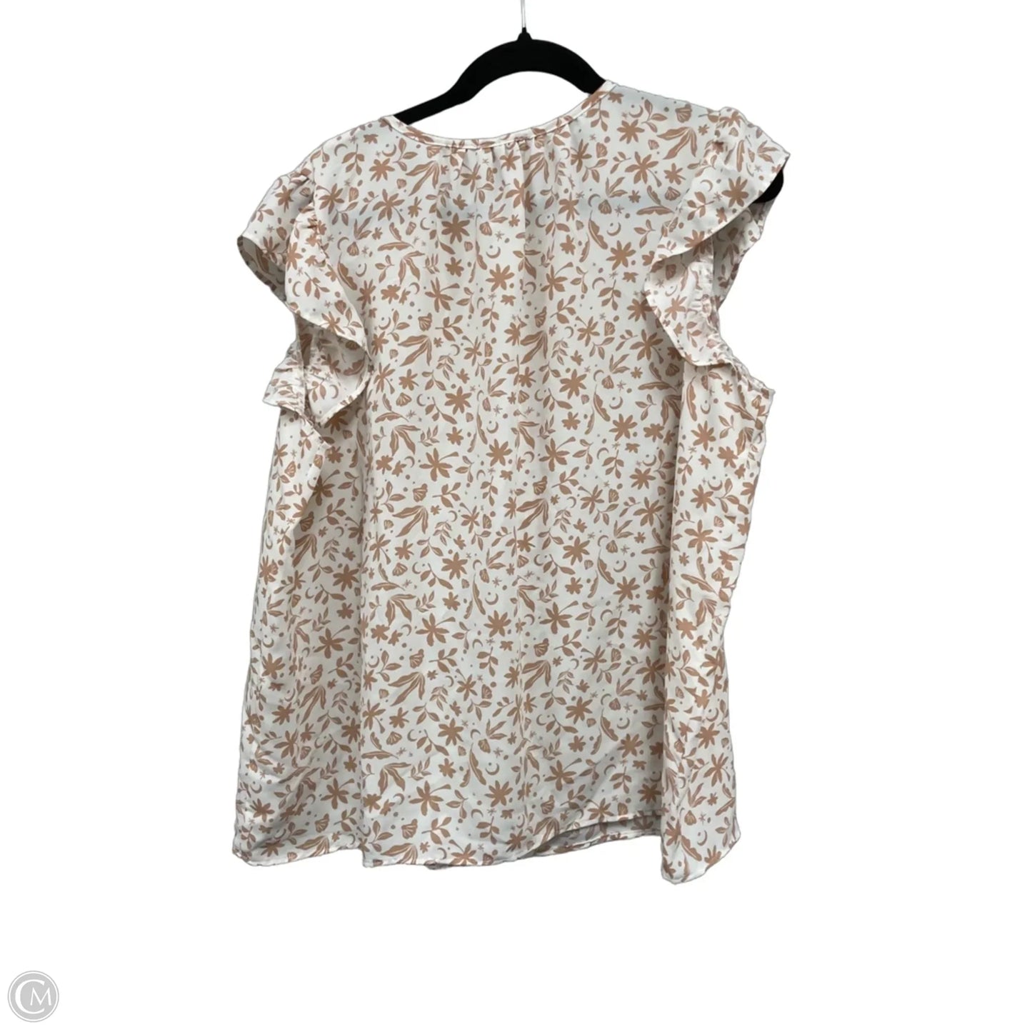Top Short Sleeve By Loft In Tan & White, Size: Xl