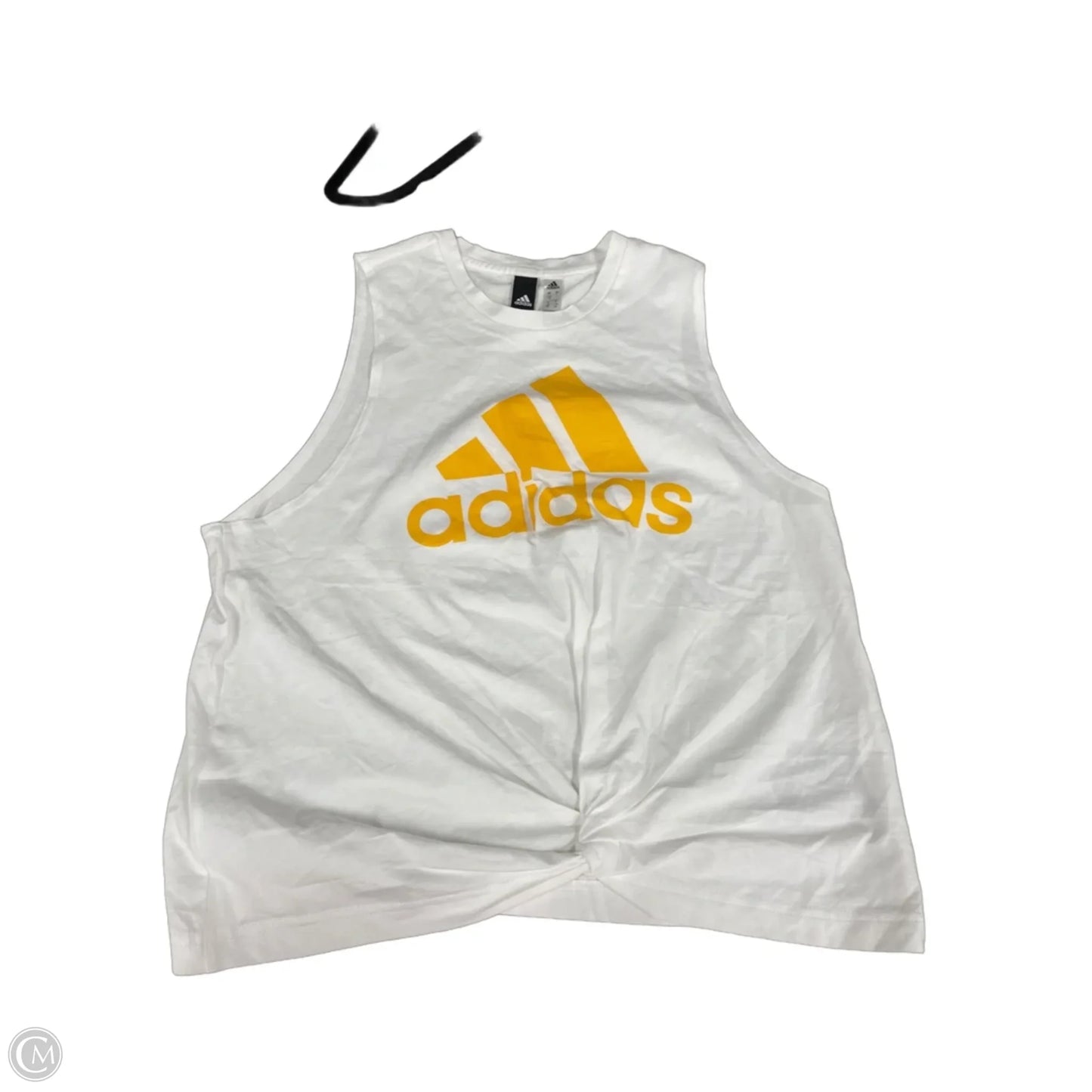 Athletic Tank Top By Adidas In White & Yellow, Size: L