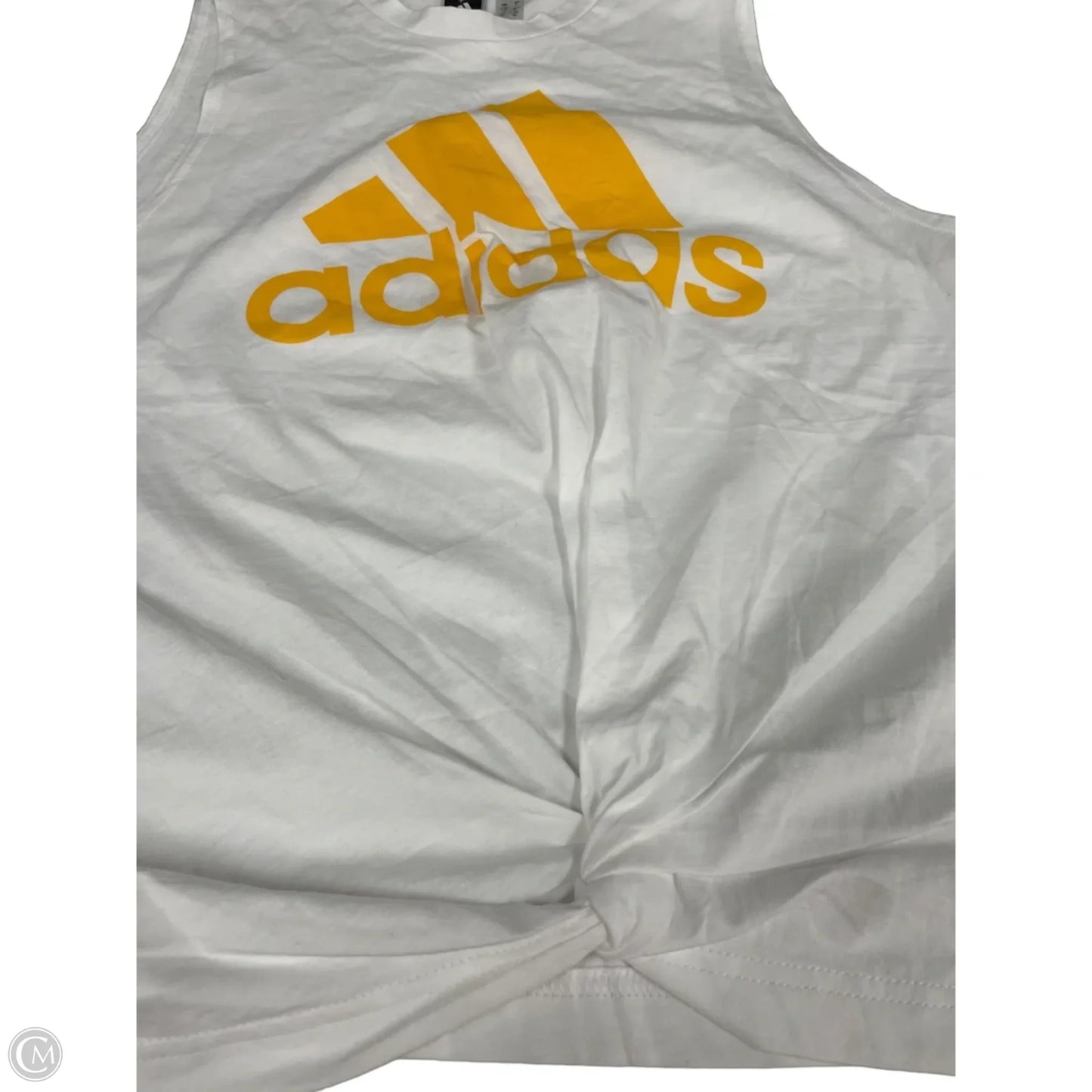 Athletic Tank Top By Adidas In White & Yellow, Size: L