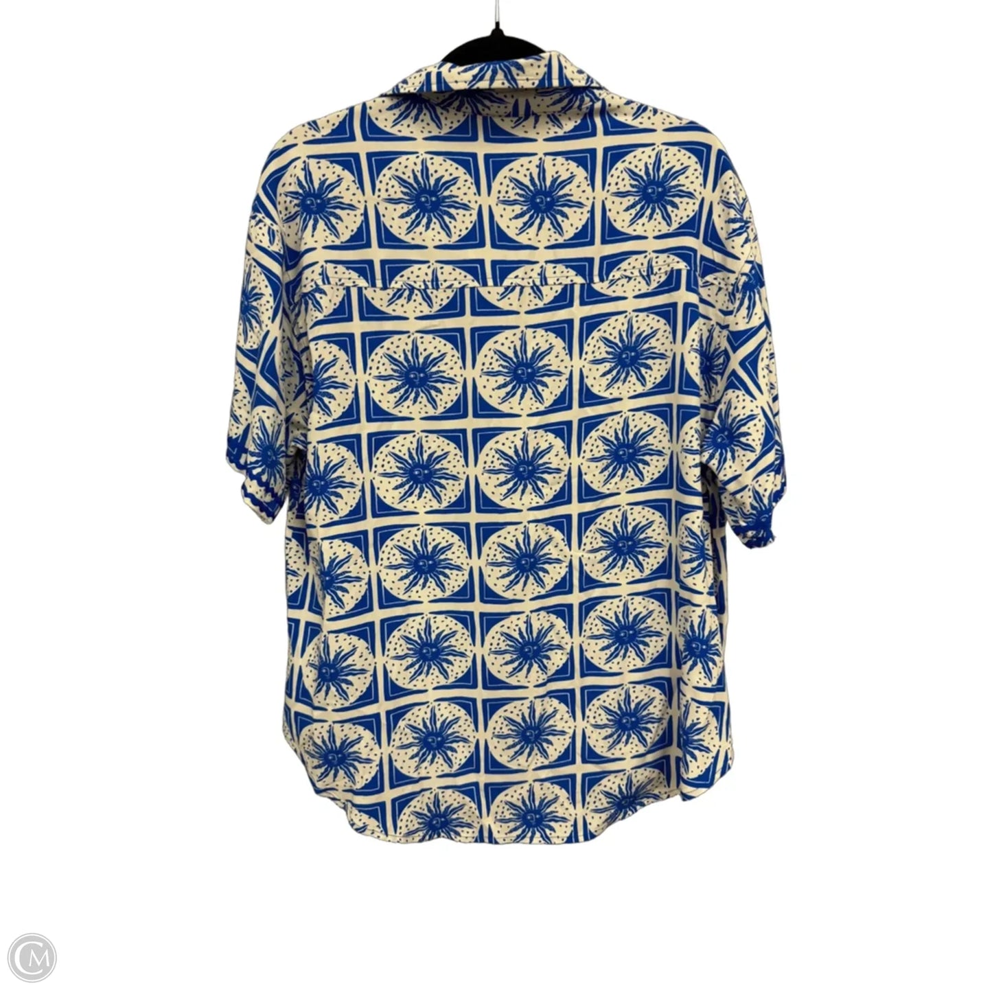Top Short Sleeve By Clothes Mentor In Blue & Cream, Size: L