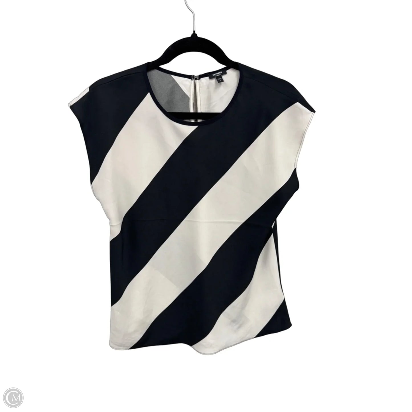 Top Short Sleeve By Express In Black & Cream, Size: S