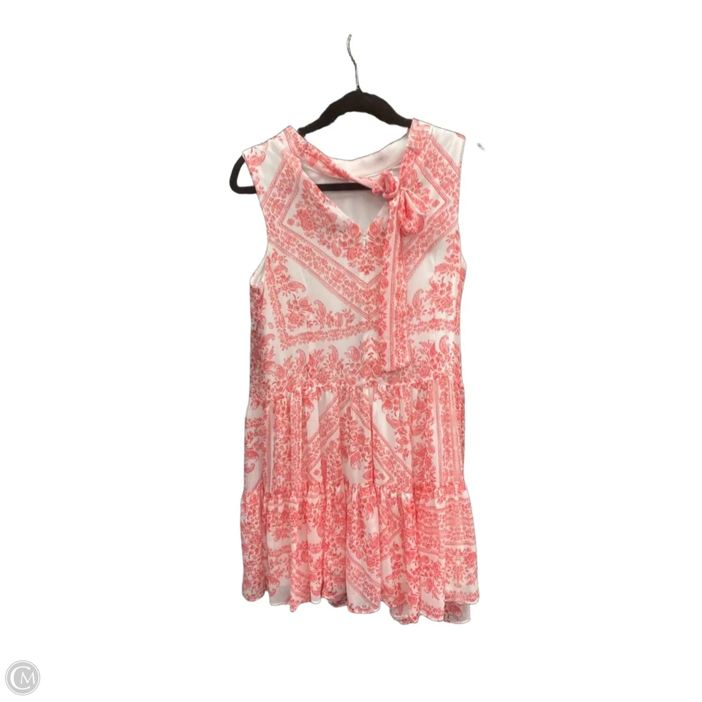 Dress Casual Short By Calvin Klein In Orange & White, Size: 8