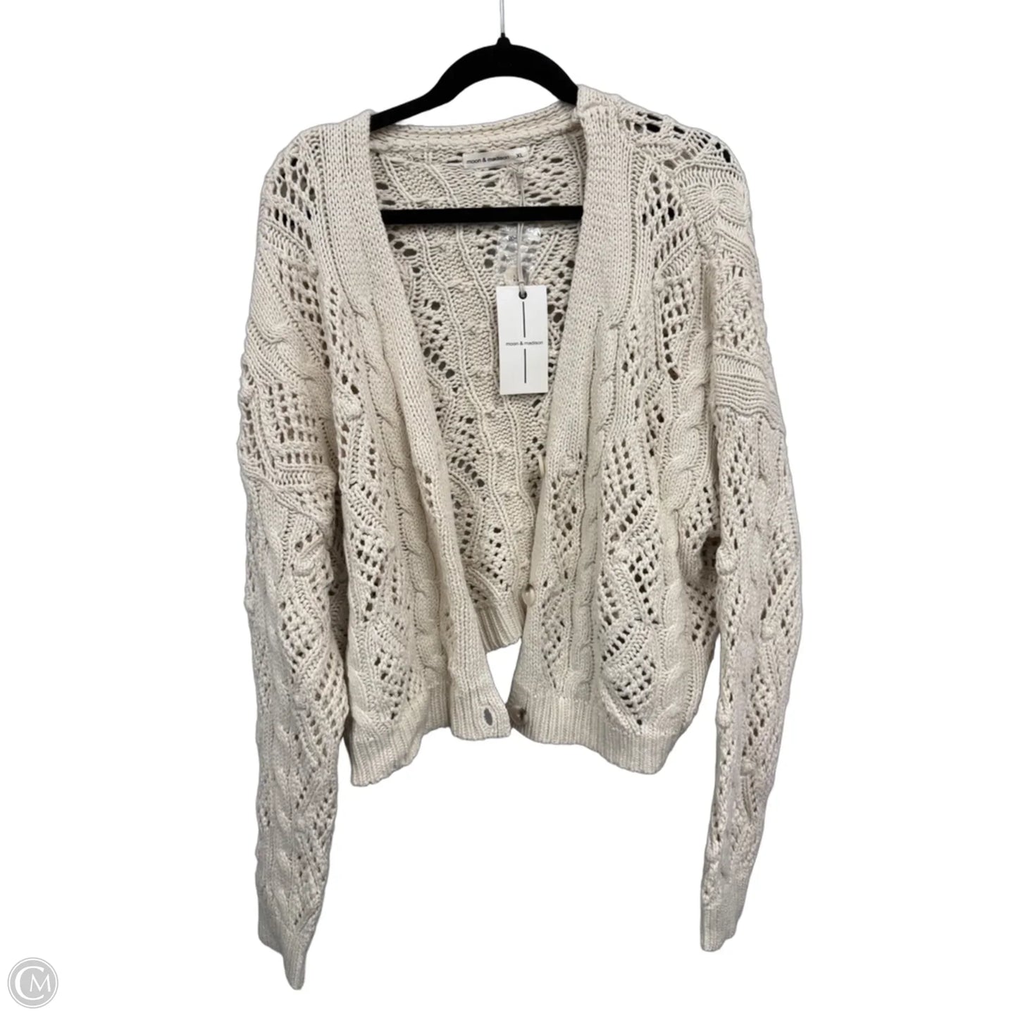 Cardigan By Moon And Madison In Cream, Size: Xl
