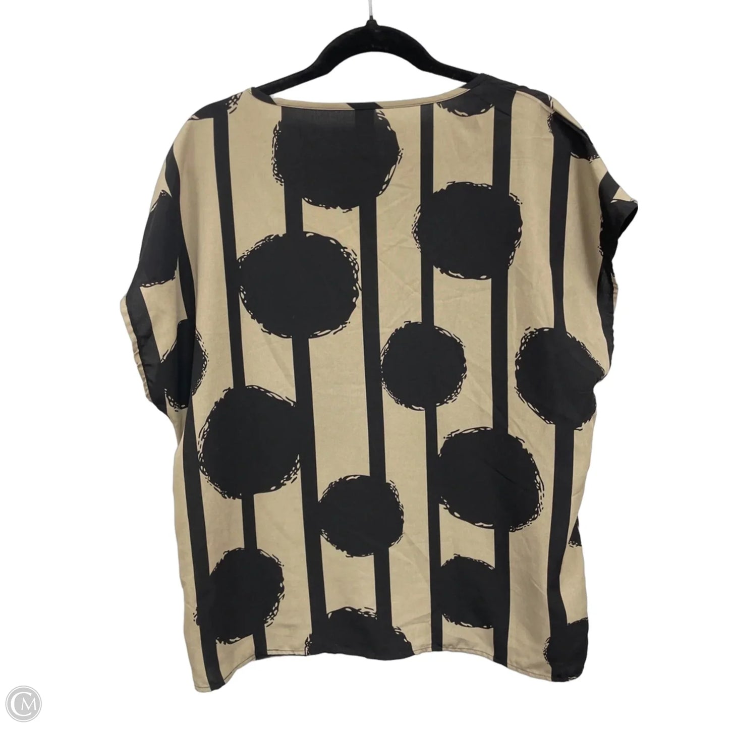 Top Short Sleeve By Emery Rose In Black & Tan, Size: Xl