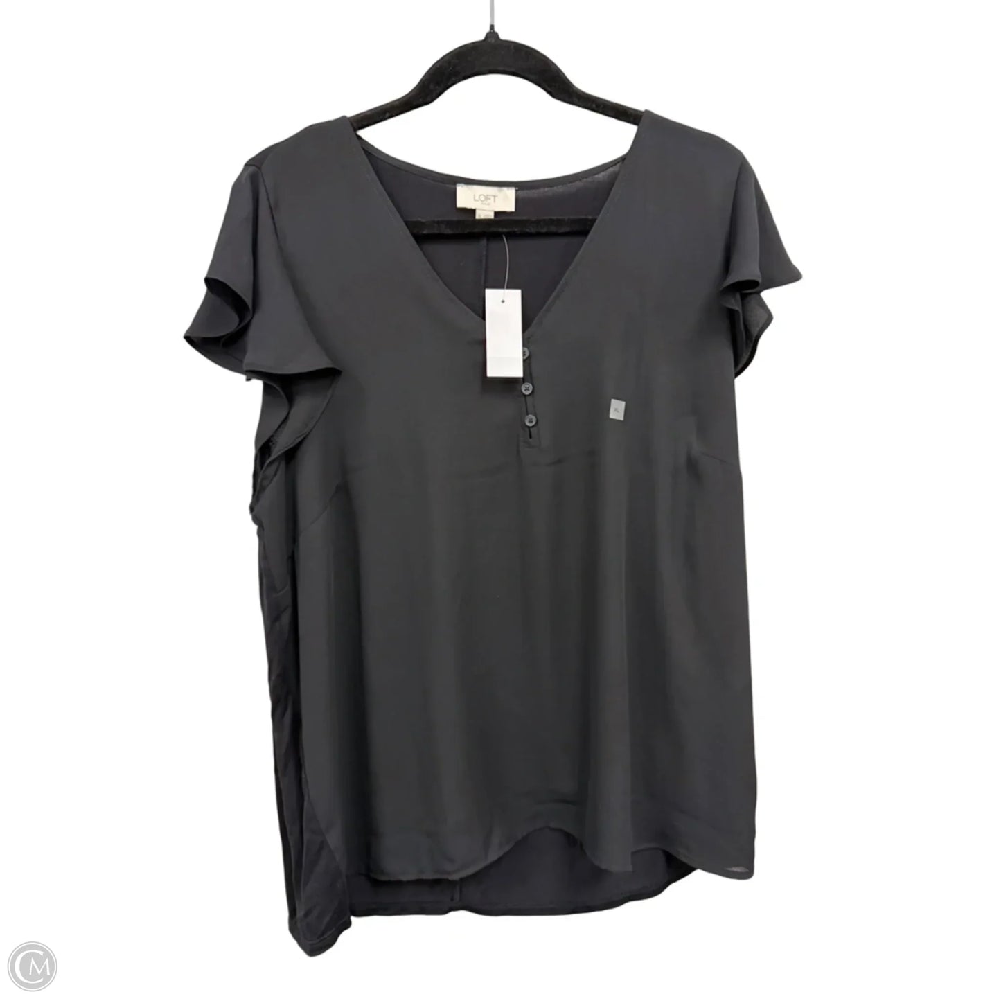 Top Short Sleeve By Loft In Black, Size: Xl