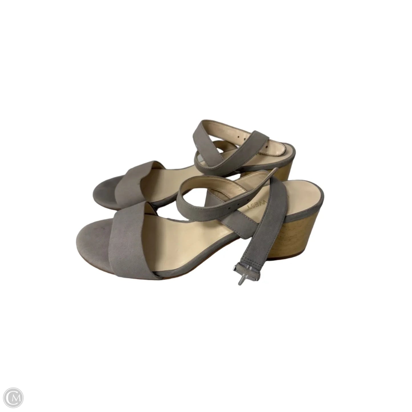 Sandals Heels Block By Nine West In Grey, Size: 9