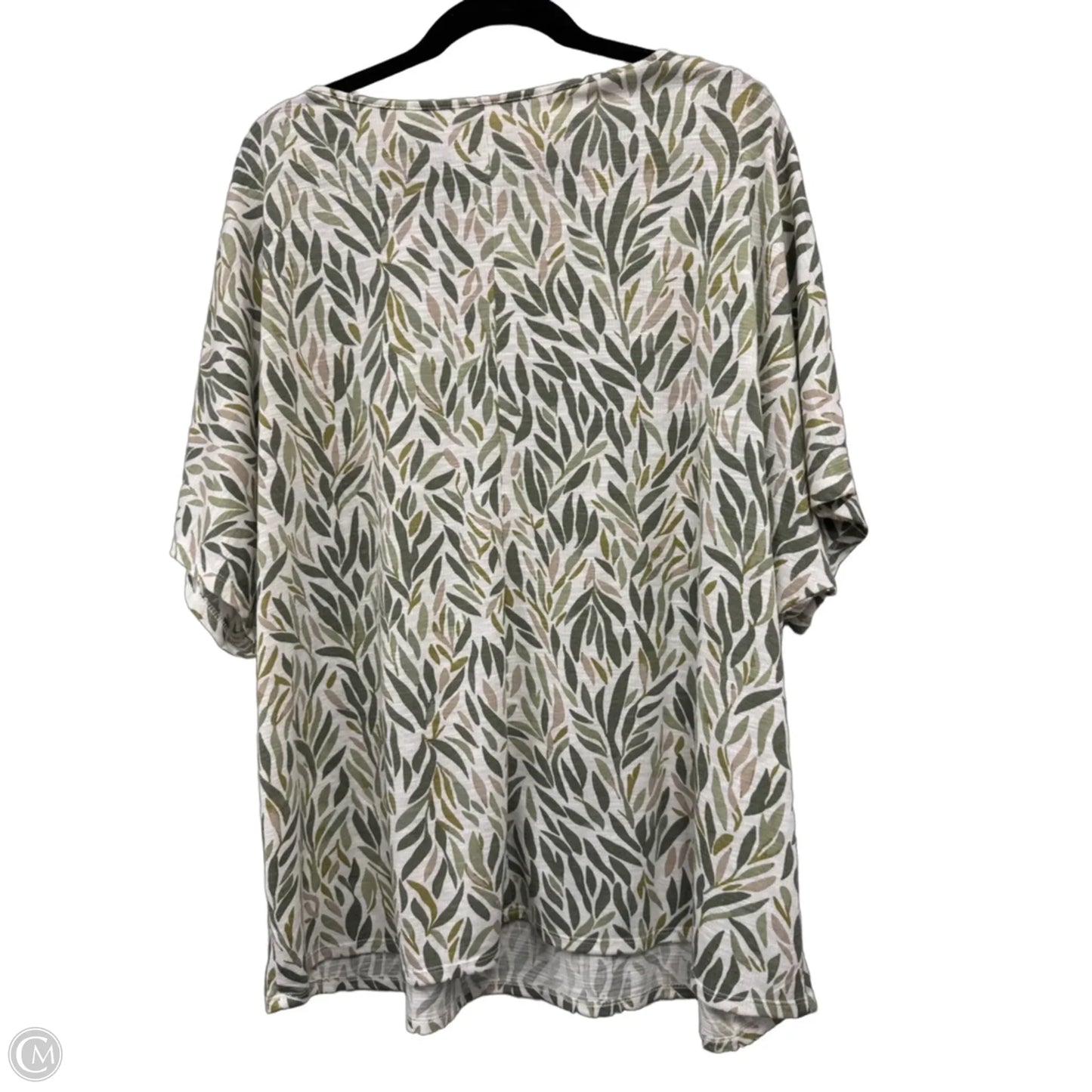 Top Short Sleeve By Clothes Mentor In Cream & Green, Size: 3x
