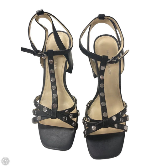 Sandals Heels Block By Marc Fisher In Black & Silver, Size: 8