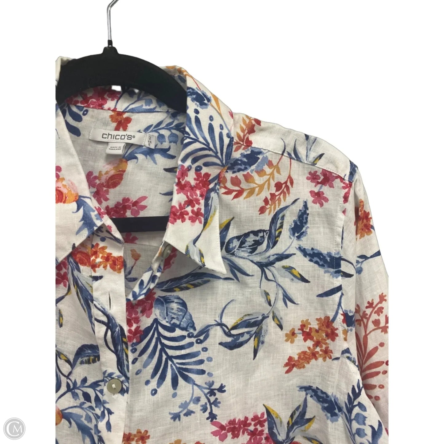 Top 3/4 Sleeve By Chicos In Floral Print, Size: 12