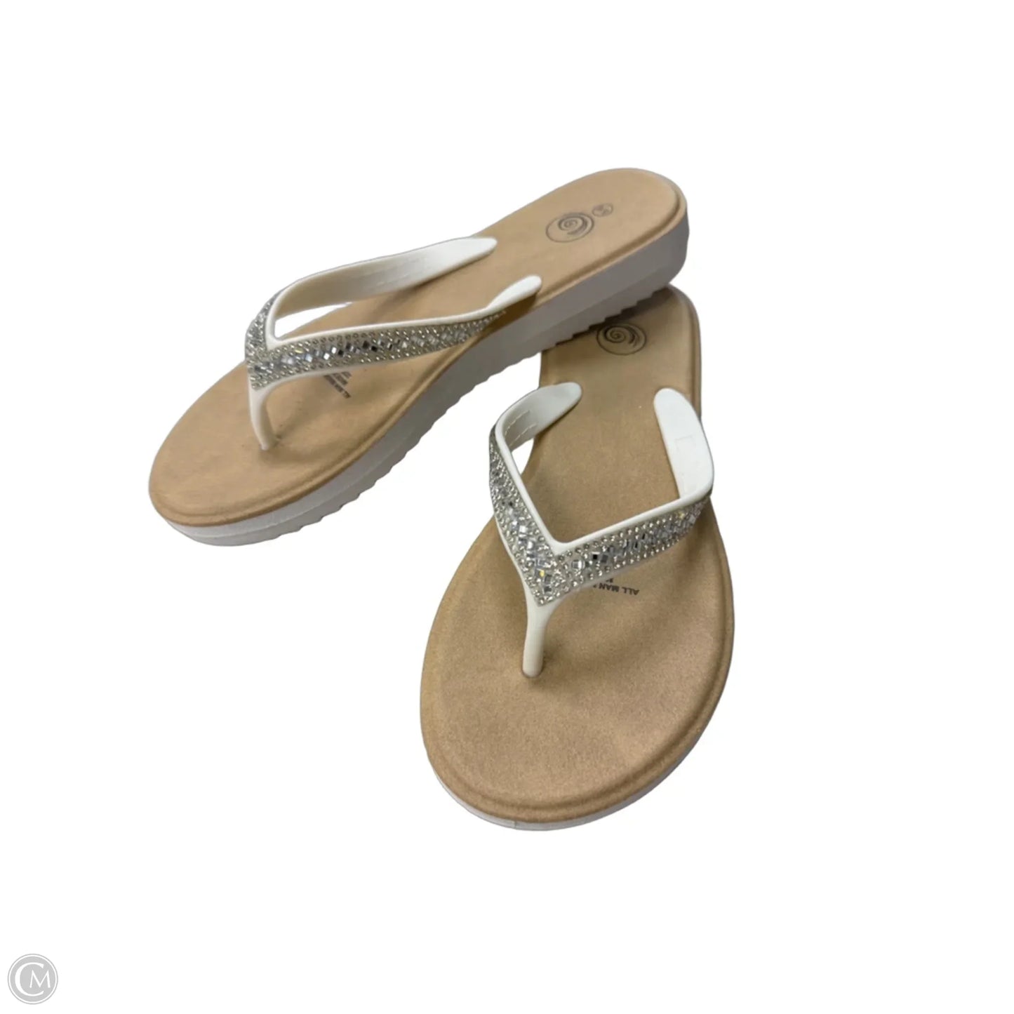 Sandals Flip Flops By Clothes Mentor In Grey & Silver, Size: 5.5